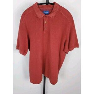 Tommy Bahama Button Shirt Mens XL Red  Cotton Silk Short Sleeve Collar